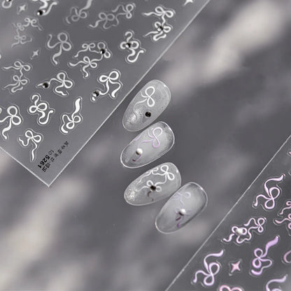 Coquette Bow Ribbon Nail Stickers | 3D Embossed Aesthetic Nail Art Decals 5261