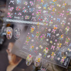 Coquette Bows & Floral Bouquet 3D Nail Art Stickers Decals