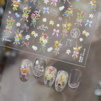 Coquette Bows & Floral Bouquet 3D Nail Art Stickers Decals