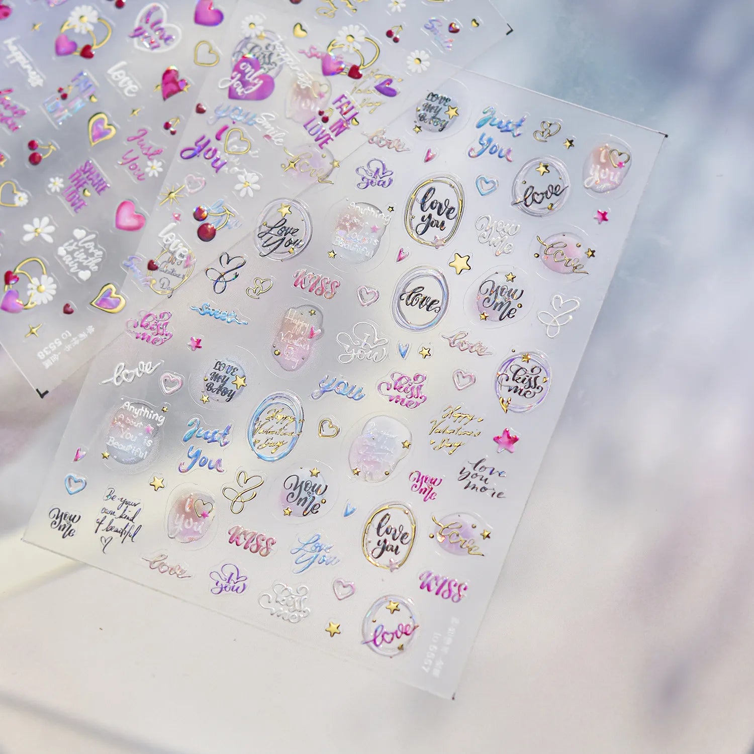 Coquette Cherry & Love Heart 3D Nail Stickers 5538