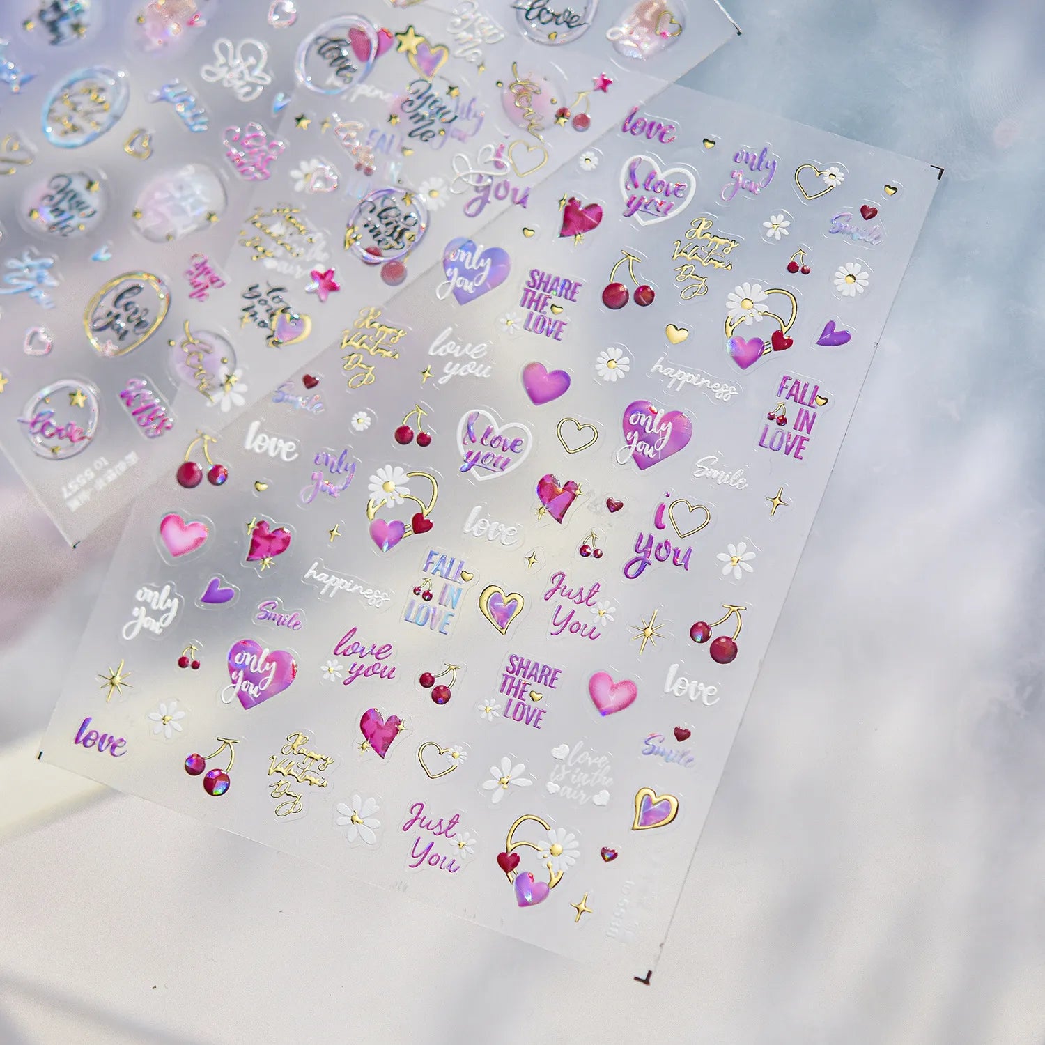 Coquette Cherry & Love Heart 3D Nail Stickers 5538