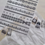 Coquette Lace Bow Nail Stickers - Elegant Black & White Decals 1077