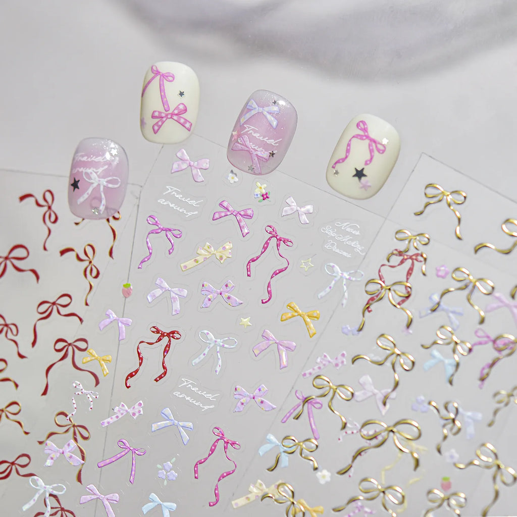 Coquette Ribbon Bow Nail Stickers 5515