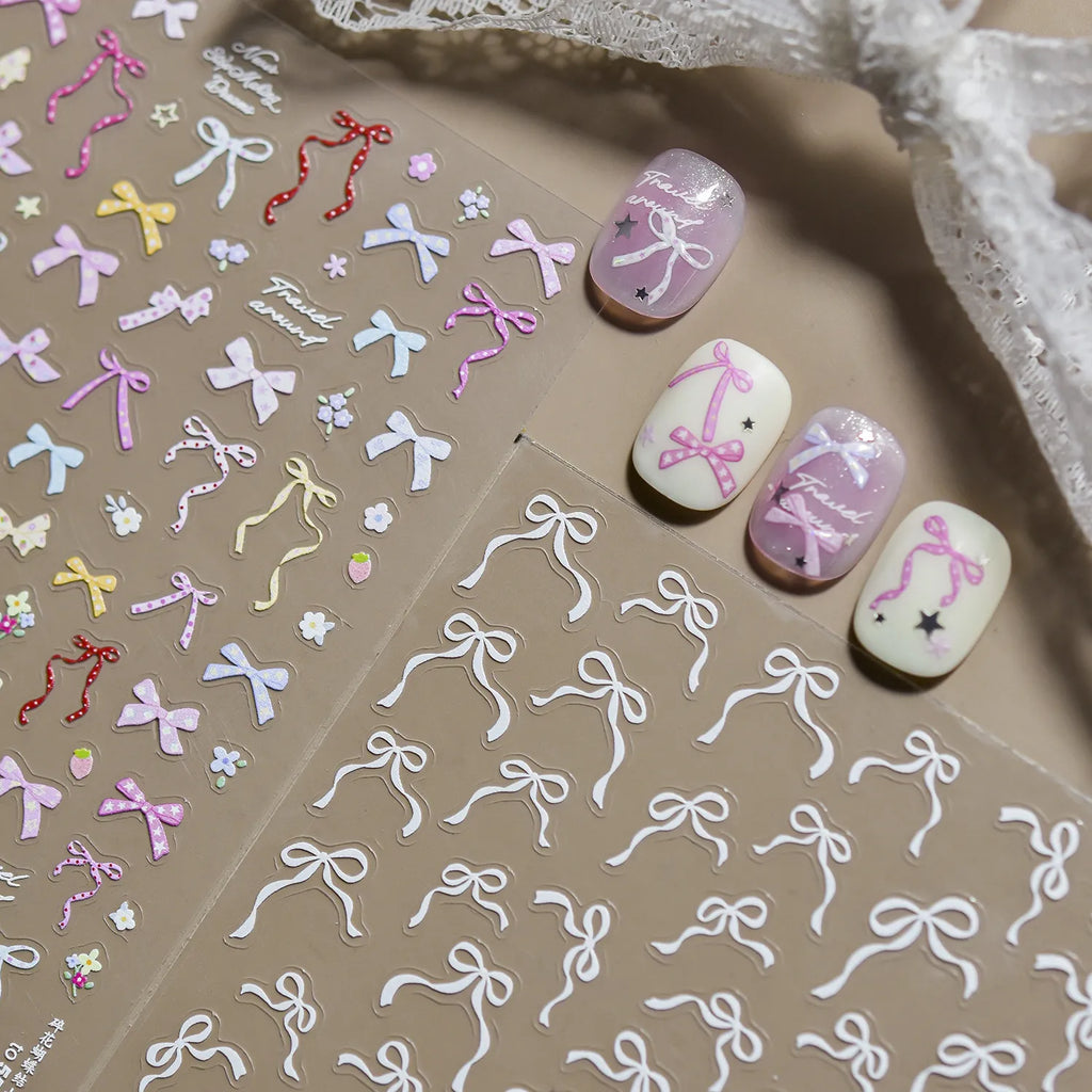Coquette Ribbon Bow Nail Stickers 5515