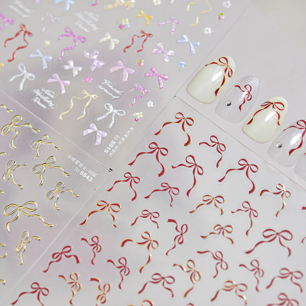 Coquette Ribbon Bow Nail Stickers 5515