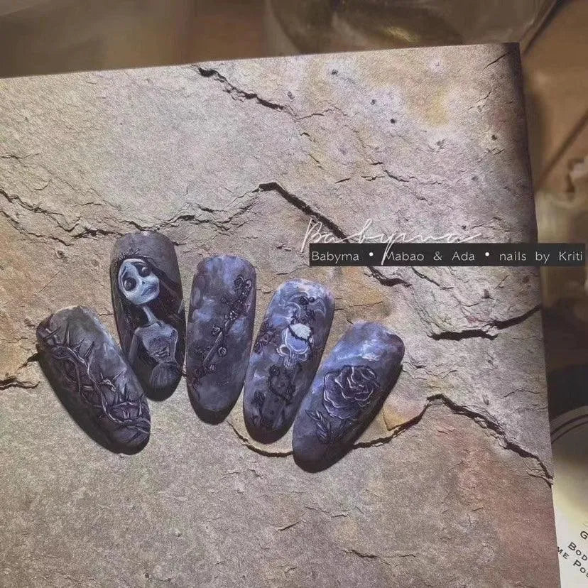 Corpse Bride Nail Art Stickers Halloween Adhesive 3D Sticker Decals TS288