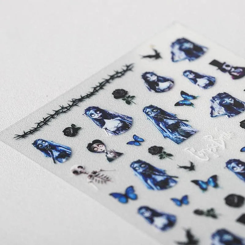 Corpse Bride Nail Art Stickers Halloween Adhesive 3D Sticker Decals TS288