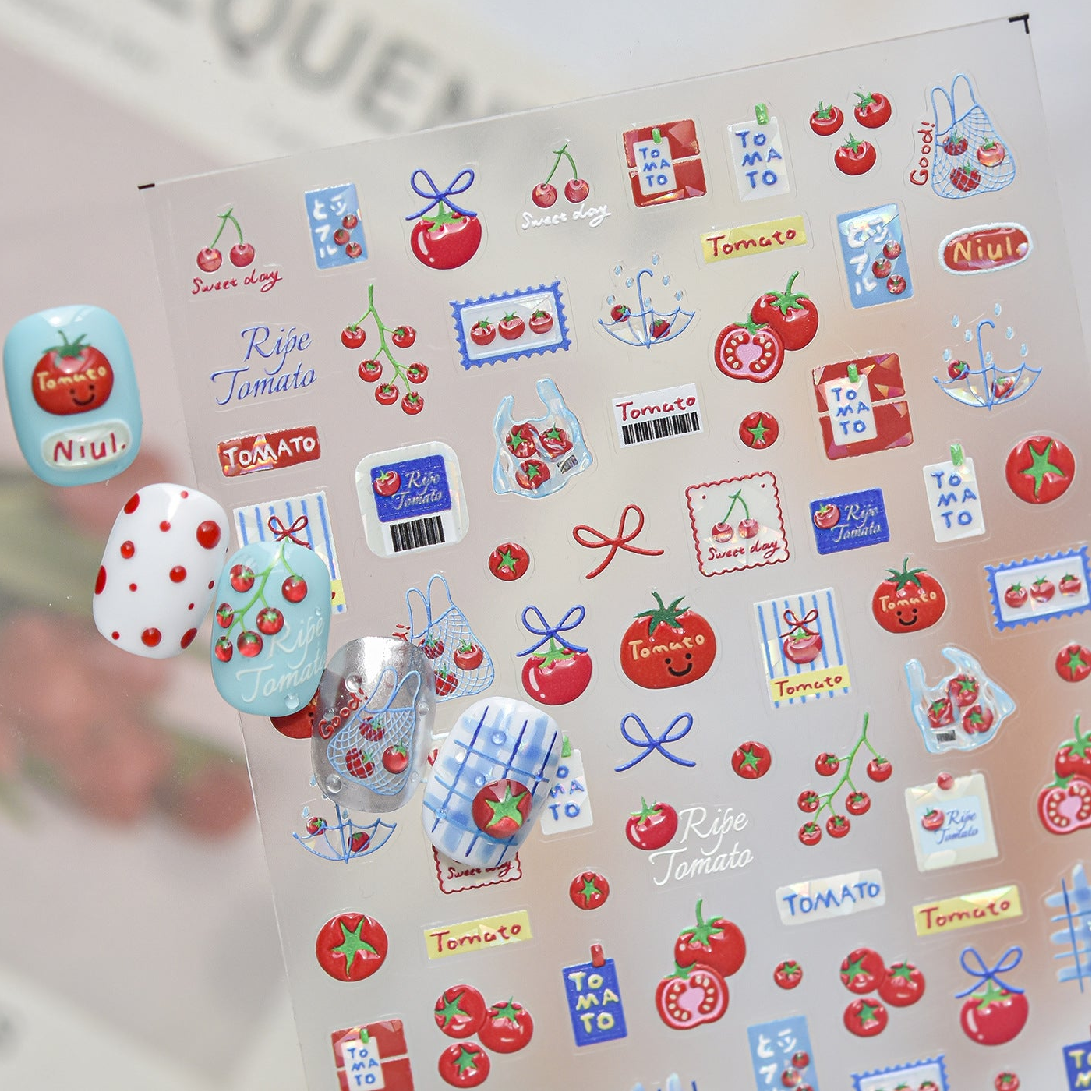 Cottagecore Tomato 3D Nail Stickers | Cute Garden & Picnic Nail Art 5876