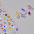 Cow Print Nail Art Stickers Adhesive Embossed Cute Bear Bunny Flower Sticker Decals to3106