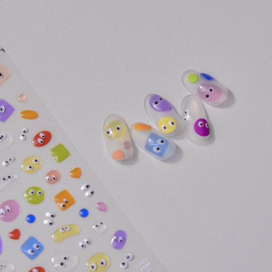 Cow Print Nail Art Stickers Adhesive Embossed Cute Bear Bunny Flower Sticker Decals to3106