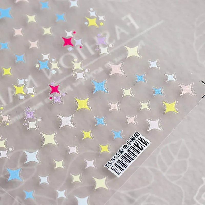 Cross Star Nail Art Stickers 3D Stars Adhesive Sticker Decals TS554