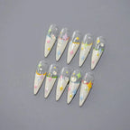Cross Star Nail Art Stickers Adhesive Sliders Colorful Stars Embossed Sticker Decals 