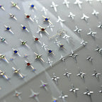 Cross Star with Rhinestones Nail Art Stickers Adhesive Embossed Sticker Decals to2944