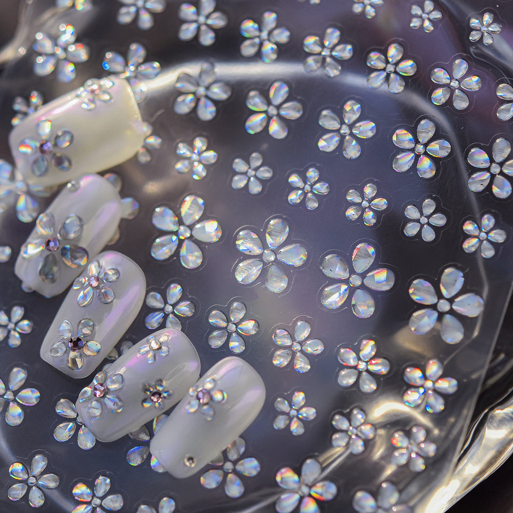 Crystal Flower Nail Art Stickers Aurora Floral Decals 6225