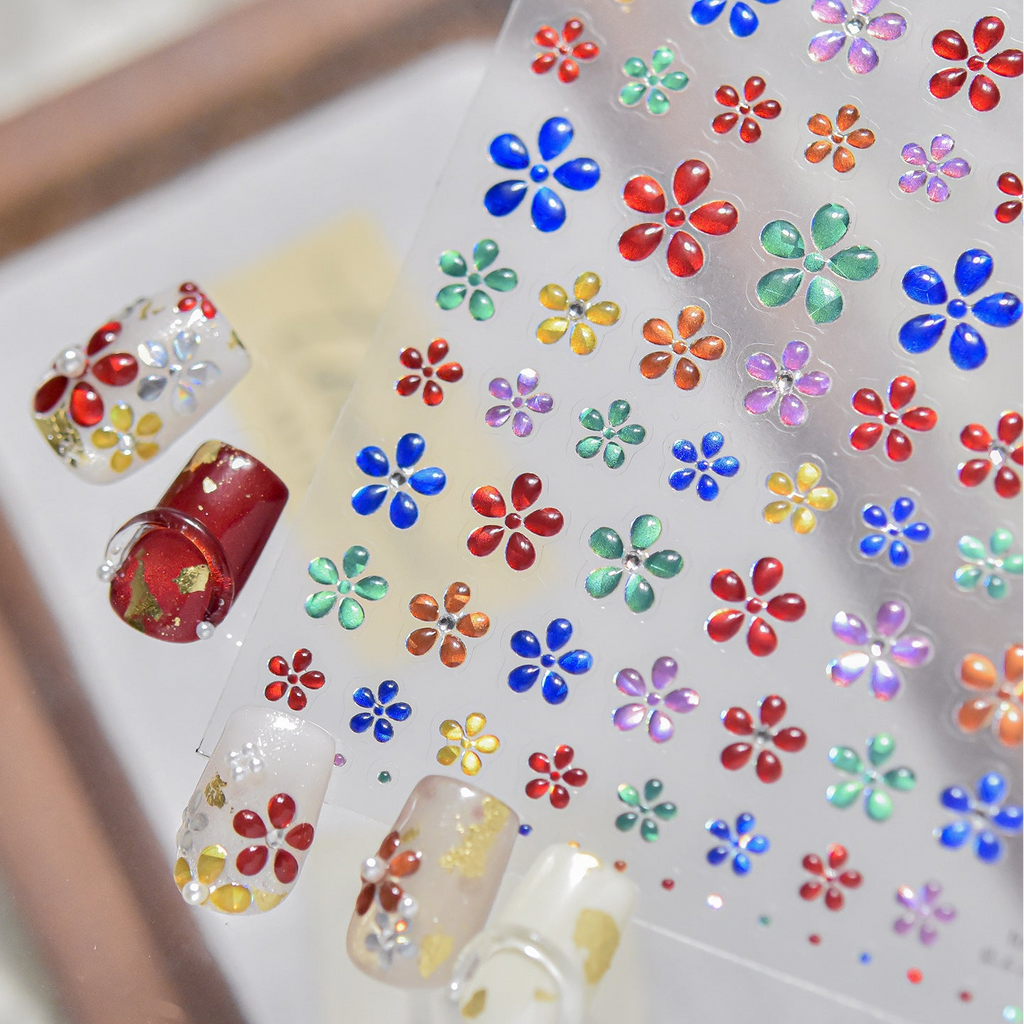 Crystal Flower Nail Art Stickers Aurora Floral Decals 6225