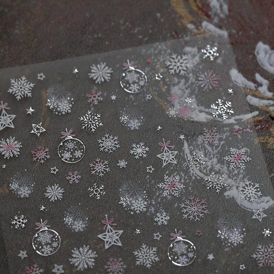 Crystal Snow Ball Nail Art Stickers Adhesive Winter Christmas Embossed Sticker Decals M808