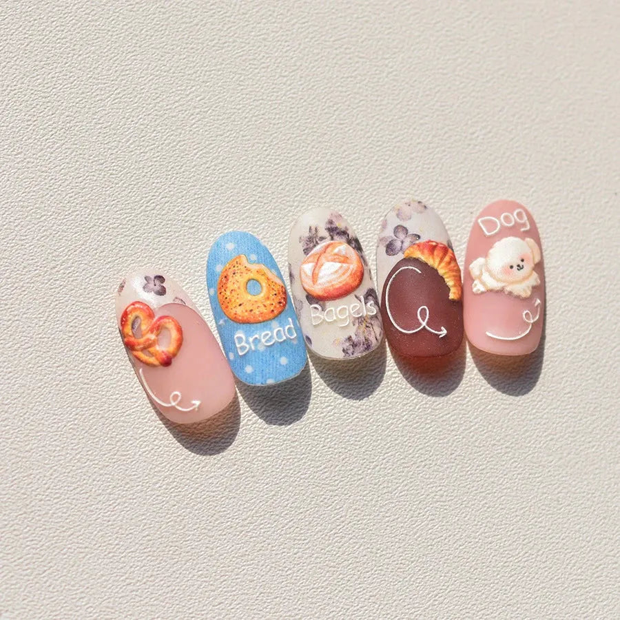 Cupcake Dessert Nail Art Stickers Adhesive Jelly Donuts Embossed Sticker Decals 