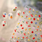 Cute 3D Fruit Nail Art Stickers - Blueberry, Ladybug & Floral Decals 1382