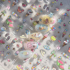Cute 3D Summer Nail Stickers – Beach Vibes with Ice Cream, Fruits & Vacation Icons