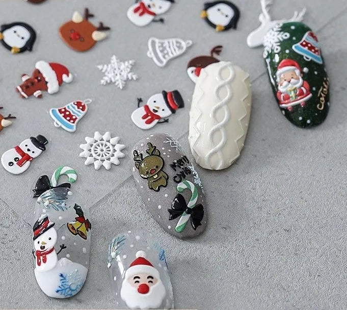 Cute 5D Christmas Nail Stickers | Santa, Reindeer, Snowman Holiday Nail Art Decals