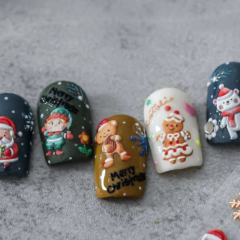 Cute 5D Christmas Nail Stickers | Santa, Reindeer, Snowman Holiday Nail Art Decals