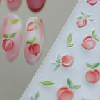 Cute 5D Embossed Peach Nail Stickers Sweet Summer Fruit Nail Art Decals TS2939