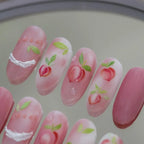 Cute 5D Embossed Peach Nail Stickers Sweet Summer Fruit Nail Art Decals TS2939