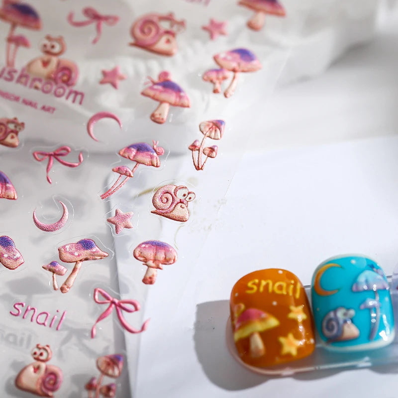 Cute 5D Mushroom Nail Stickers | Whimsical Fairy & Cottagecore Nail Art Decals TS1779