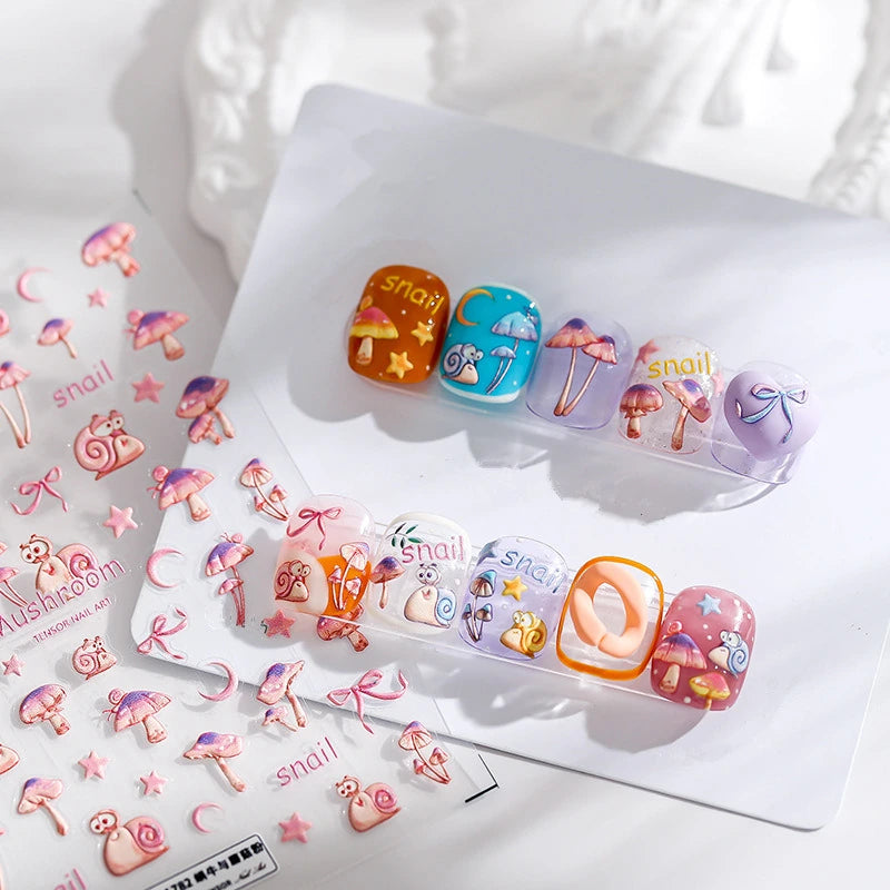 Cute 5D Mushroom Nail Stickers | Whimsical Fairy & Cottagecore Nail Art Decals TS1779