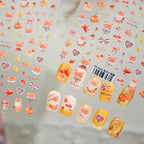 Cute Autumn Fox Nail Stickers | Fall Maple Leaf & Pumpkin Nail Decals TS4192