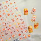 Cute Autumn Fox Nail Stickers | Fall Maple Leaf & Pumpkin Nail Decals TS4192