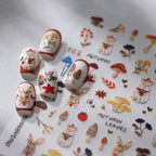 Cute Autumn Rabbit Mushroom Nail Stickers | Fall Forest Nail Art Decals 3829