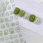 Cute Bear Nail Art Stickers Adhesive Slider Embossed Outline Bear Sticker Decals 