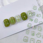 Cute Bear Nail Art Stickers Adhesive Slider Embossed Outline Bear Sticker Decals 