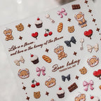 Cute Bear Nail Art Stickers Bakery Cookie Adhesive Slider Sticker Decals TS3522