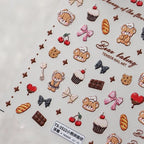 Cute Bear Nail Art Stickers Bakery Cookie Adhesive Slider Sticker Decals TS3522