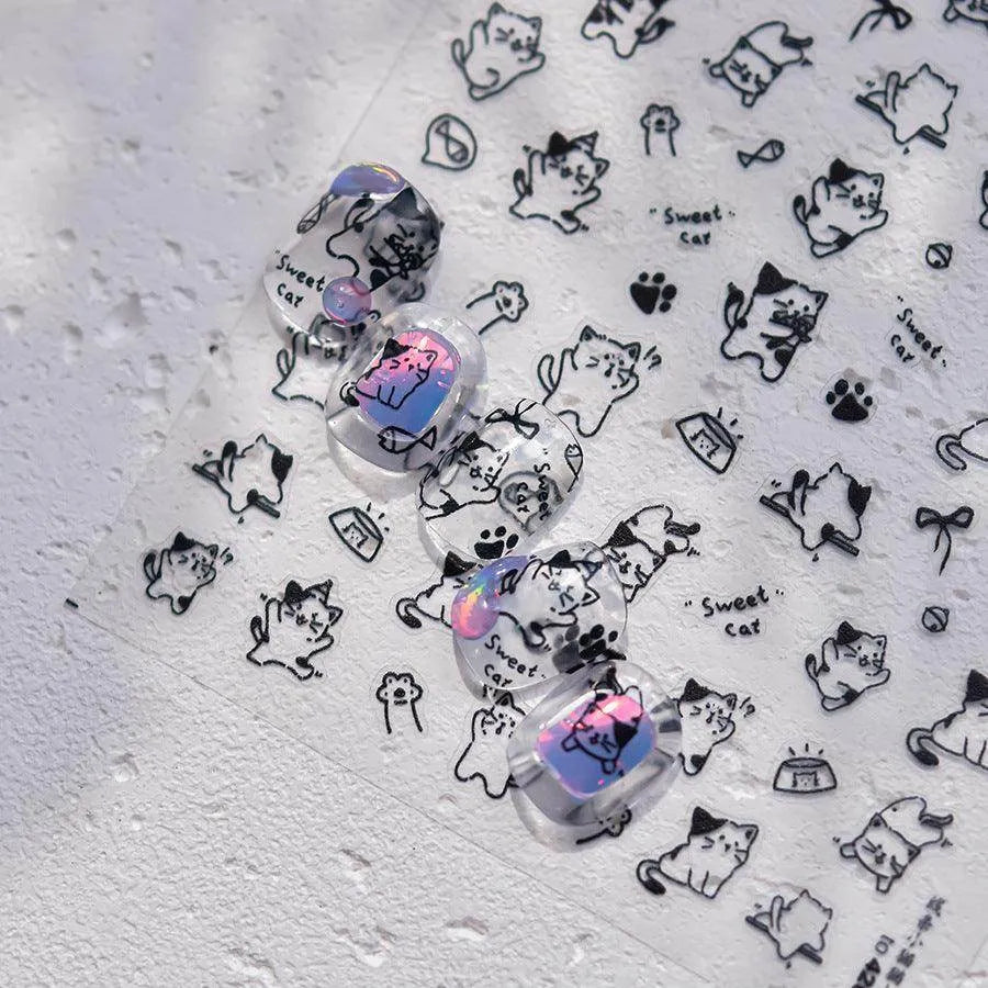 Cute Cat Nail Art Stickers Adhesive Embossed Sticker Decals to4260