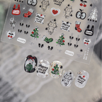 Cute Christmas Nail Art Stickers - Kawaii Cats, Xmas Trees, Snowflakes Decals 6120 