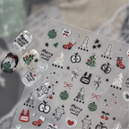 Cute Christmas Nail Art Stickers - Kawaii Cats, Xmas Trees, Snowflakes Decals 6120 