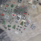 Cute Christmas Nail Art Stickers - Kawaii Cats, Xmas Trees, Snowflakes Decals 6120 