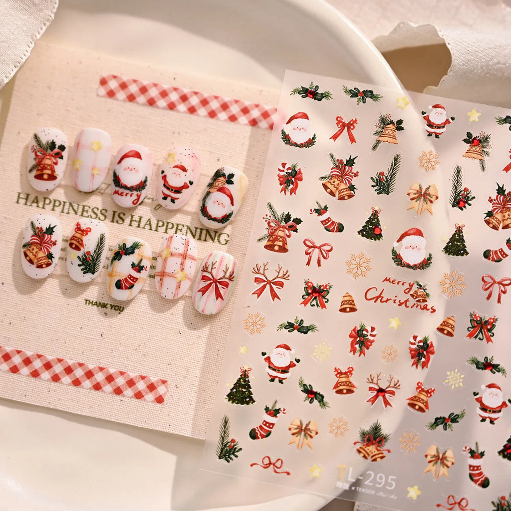 Cute Christmas Nail Stickers - Santa, Bells Xmas Tree Festive Decals