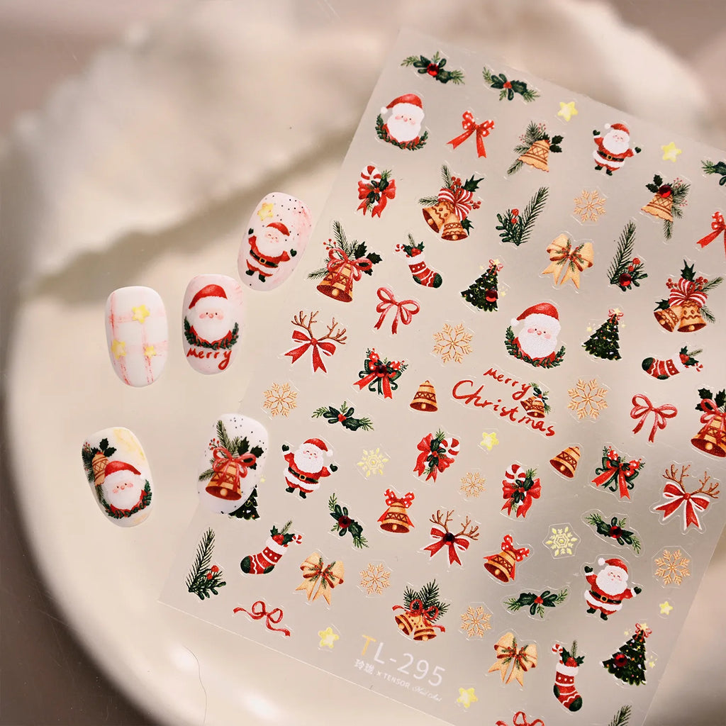 Cute Christmas Nail Stickers - Santa, Bells Xmas Tree Festive Decals