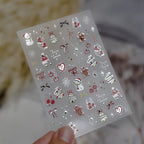 Cute Christmas Nail Stickers | Silver Chrome Gingerbread & Snowman Decals 5256