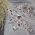 Cute Christmas Nail Stickers | Silver Chrome Gingerbread & Snowman Decals 5256