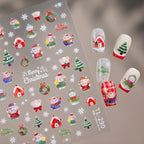 Cute Christmas Nail Stickers | Xmas Tree Bear Gingerbread House Decals TL290