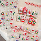 Cute Christmas Nail Stickers | Xmas Tree Bear Gingerbread House Decals TL290
