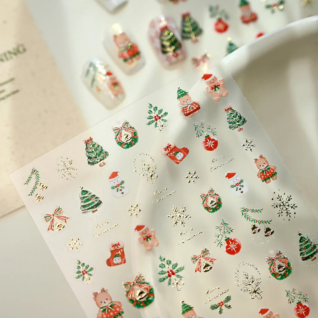 Cute Christmas Nail Stickers | Xmas Tree Gingerbread Man Decals M832