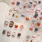 Cute Christmas Present Nail Stickers | Bear Snowflake Holiday Nail Decals TL410