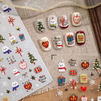 Cute Christmas Present Nail Stickers | Bear Snowflake Holiday Nail Decals TL410