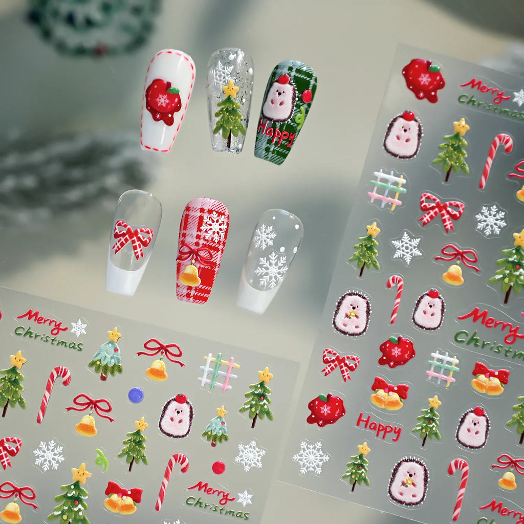 Cute Christmas Trees & Candy Canes Nail Stickers M815